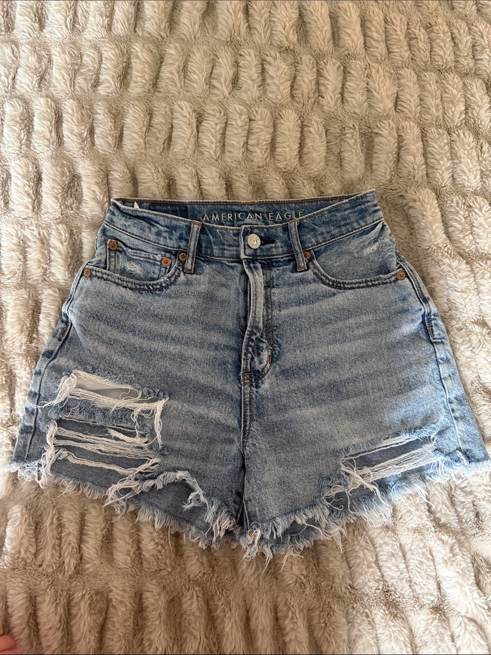 American Eagle Outfitters Light Wash Distressed Denim Shorts
